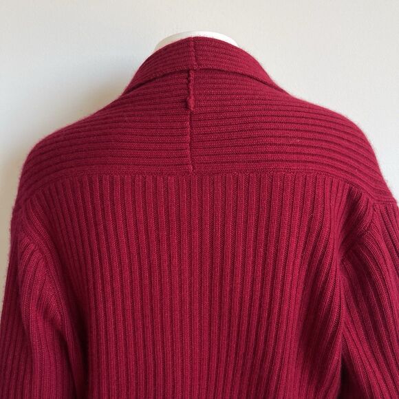 Vintage Talbots Cashmere Silk Ribbed Knit Y2K Cardigan Sweater Red M Holidays - Picture 8 of 15